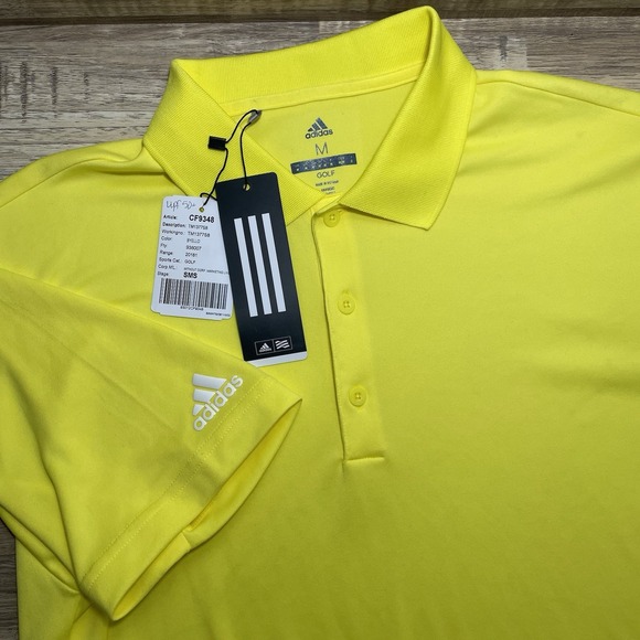 adidas Adi Performance Stretch Golf Polo Short Sleeve Shirt Men's Medium Yellow - Picture 1 of 8